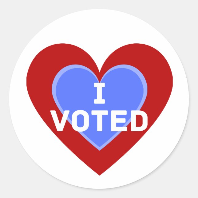 "I Voted" Round Sticker mit Herzdesign (Vorderseite)