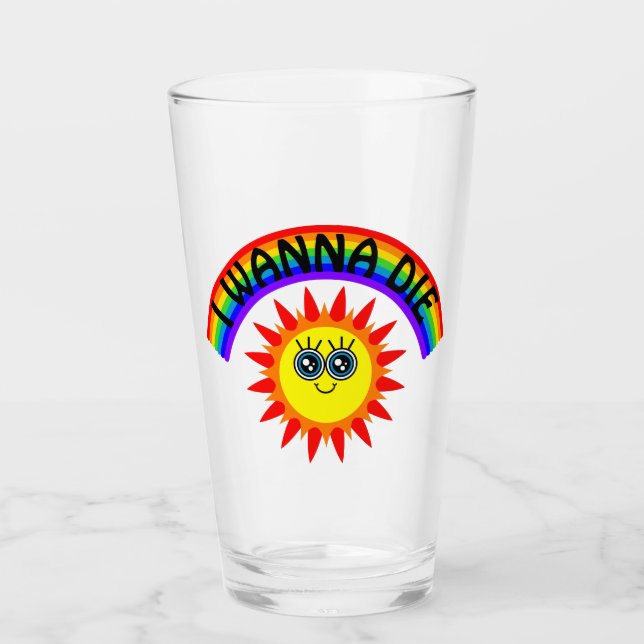 I Wanna Die - Regenbogen Lächeln Sun Glas (Vorderseite)