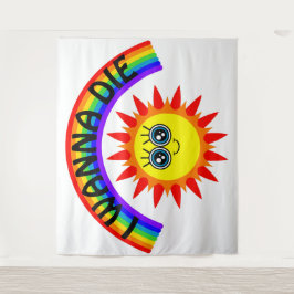 I Wanna Die - Regenbogen Lächeln Sun Wandteppich