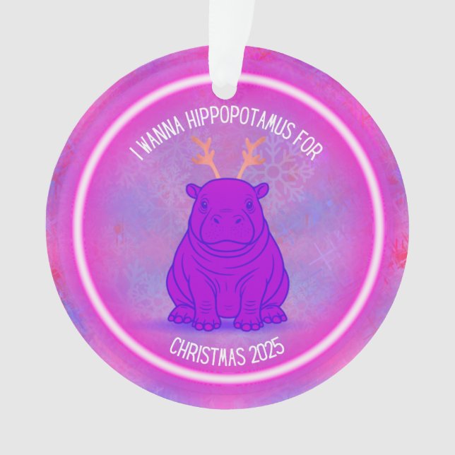 I Wanna Hippopotamus for Christmas - Purple Ornament (Vorderseite)