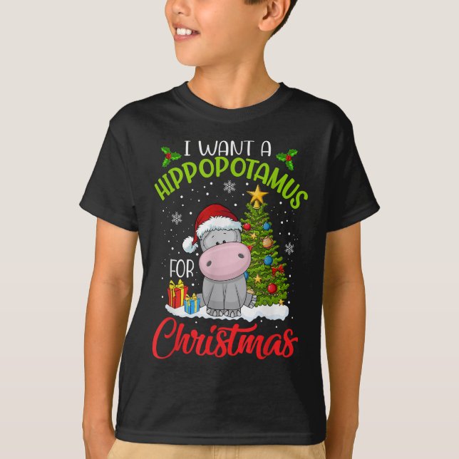 i want a hippopotamus  christmas xmas hippo  kid T-Shirt (Vorderseite)