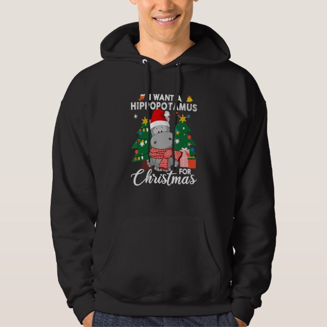I Want A Hippopotamus For Christmas Cute Hippo Kid Hoodie (Vorderseite)
