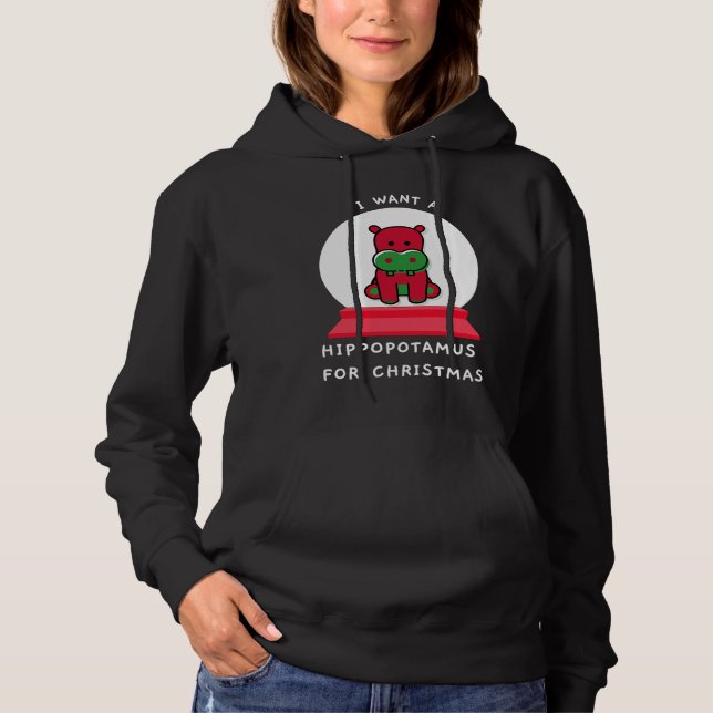 I Want A Hippopotamus For Christmas Snowglobe Esse Hoodie (Vorderseite)