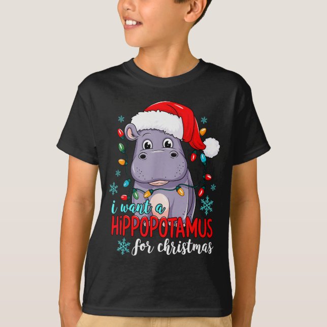 I Want A Hiptamus For Christmas Cute Christmas Cos T-Shirt (Vorderseite)