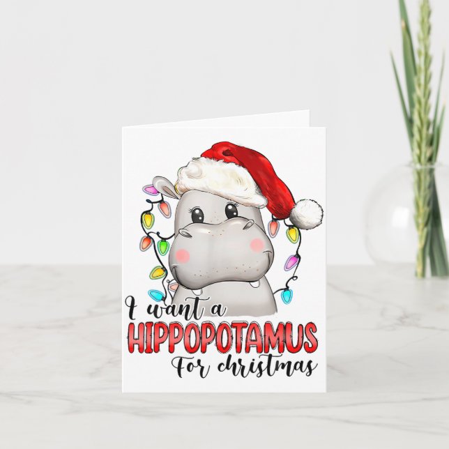 I Want A Hiptamus For Christmas Xmas Hip Lover  Karte (Vorderseite)