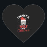 I Want A Wolf For Christmas Herz-Aufkleber<br><div class="desc">I Want A Wolf For Christmas</div>