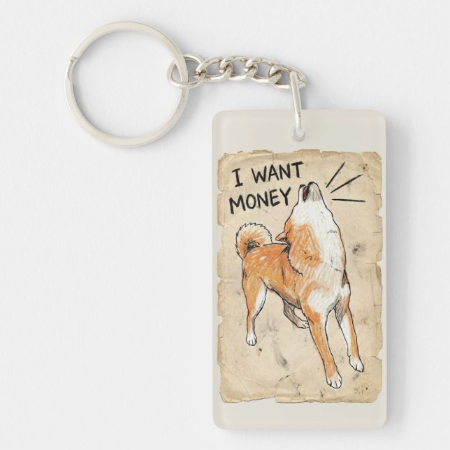 I Want Money – Screaming Shiba Inu Meme Art  (Devant)