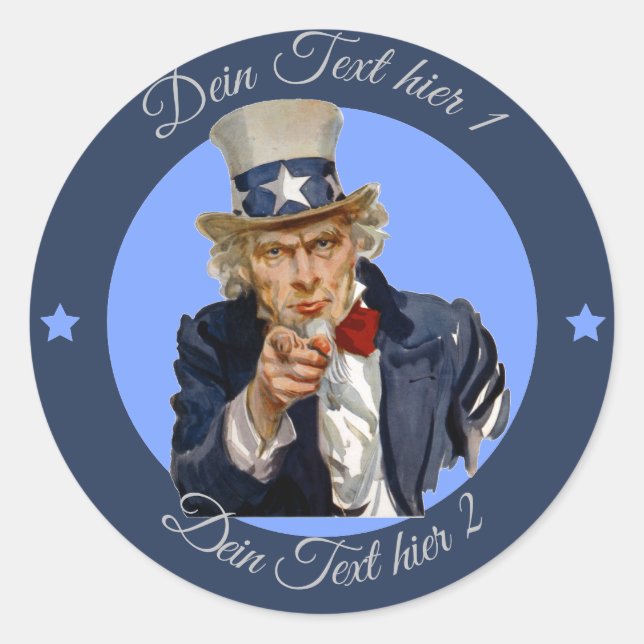 I Want You, Uncle Sam Runder Aufkleber (Vorderseite)