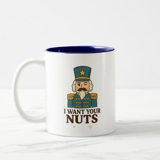 I Want Your Nuts - Nutcracker Two-Tone Mug Zweifarbige Tasse (Links)