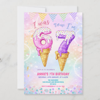 I Was 6 Now 7 Birthday Ice Cream Cone Einladung