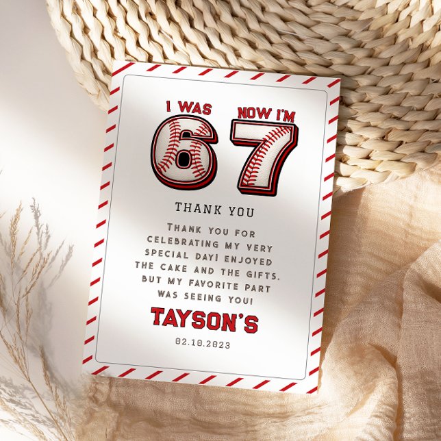 I Was 6, Now I’m 7 – Baseball 7th Birthday Dankeskarte (I Was 6, Now I’m 7 – Baseball 7th Birthday Thank You Card)