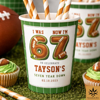 I Was 6, Now I’m 7 – Football America 7th Birthday Pappbecher