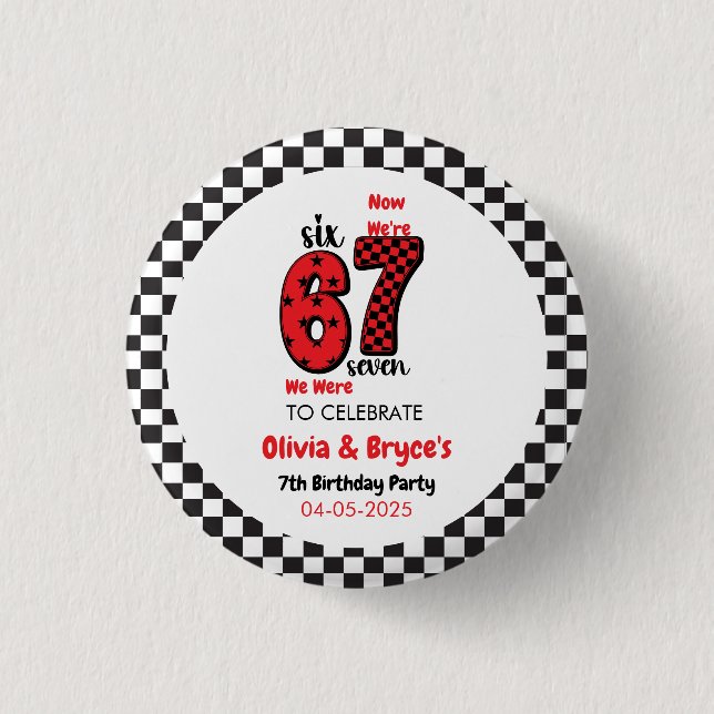 I Was 6, Now I’m 7 – Twin 7th Birthday for Kids Button (Vorderseite)