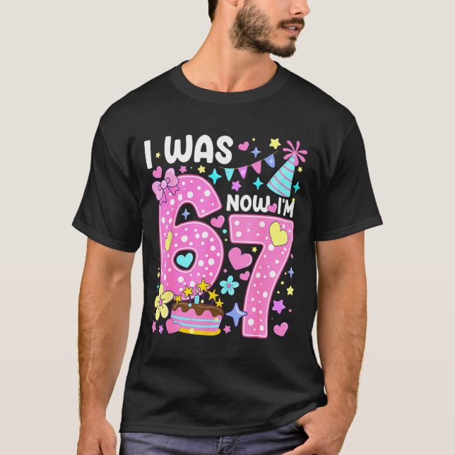I Was 6 Now I'm 7 7th Birthday Girl Nk Coquette Bo T-Shirt (Vorderseite)