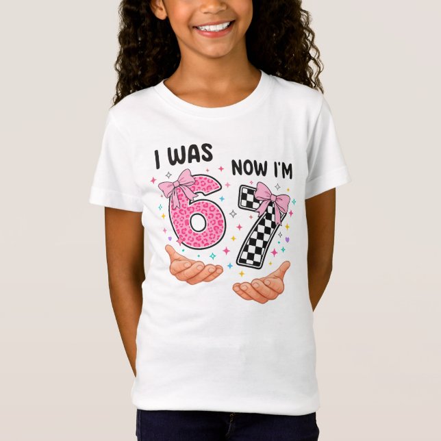 I was 6 now I'm 7 cute birthday numbers T-Shirt (Vorderseite)