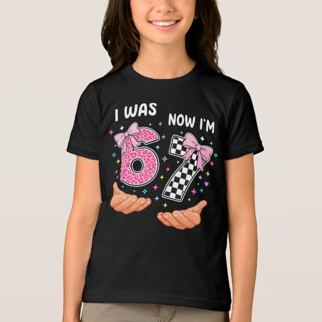 I was 6 now I'm 7 cute birthday numbers Tri-Blend Shirt (Vorderseite)