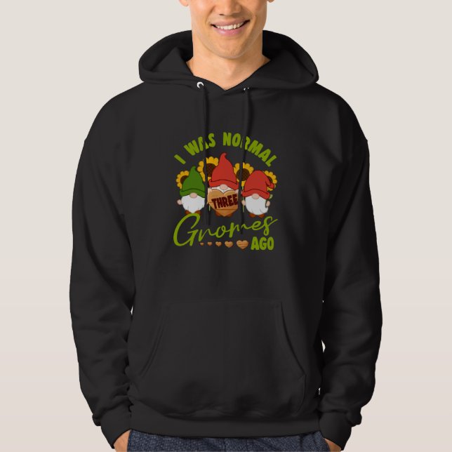 I Was Normal Three Gnomes Ago Yard Garden Gnome Hoodie (Vorderseite)