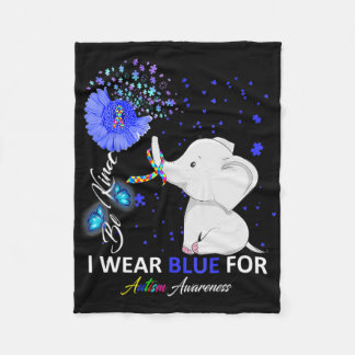 I Wear Blue Autism Awareness Cute Elephant Sunflow Fleecedecke