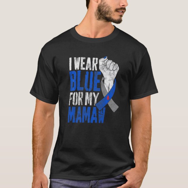 I Wear Blue For My Mamaw Diabetes Awareness Ribbon T-Shirt (Vorderseite)