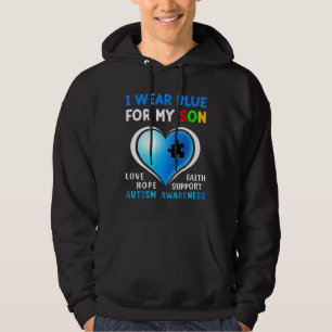 I Wear Blue For My Son Autism Awareness Family Sup Hoodie