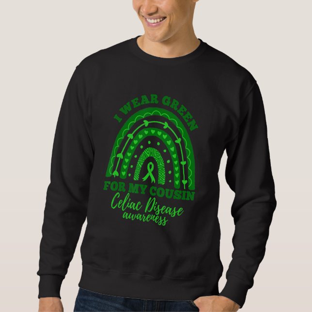 I Wear Green For My Cousin Rainbow Celiac Disease  Sweatshirt (Vorderseite)