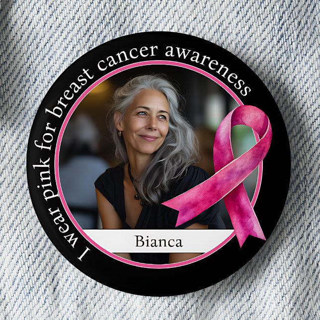 I Wear Pink for Breast Cancer Awareness Button (Von Creator hochgeladen)