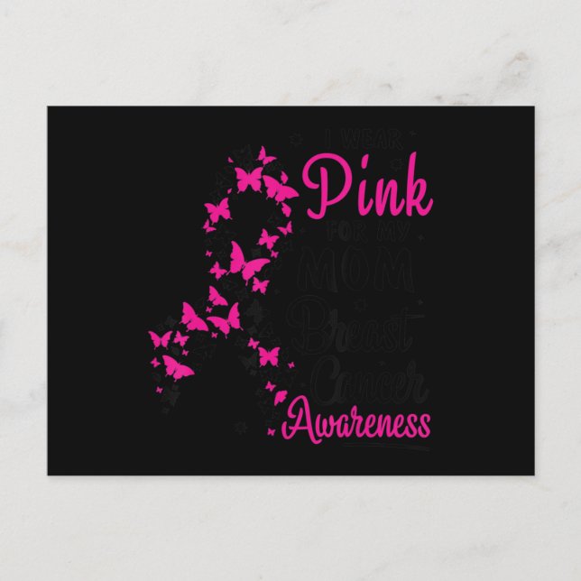 I Wear Pink for My Mom Breast Cancer Awareness Wom Postkarte (Vorderseite)