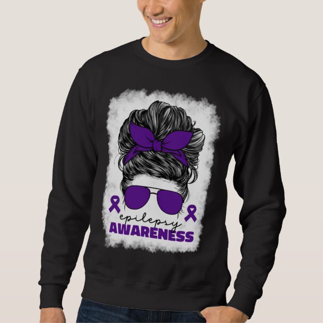 I Wear Purple For Epilepsy Awareness Month Day For Sweatshirt (Vorderseite)