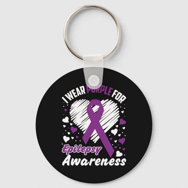 I Wear Purple For Epilepsy Awareness  Schlüsselanhänger (Vorderseite)