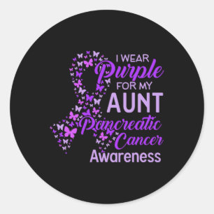 I Wear Purple For My Aunt Pancreatic Cancer Runder Aufkleber
