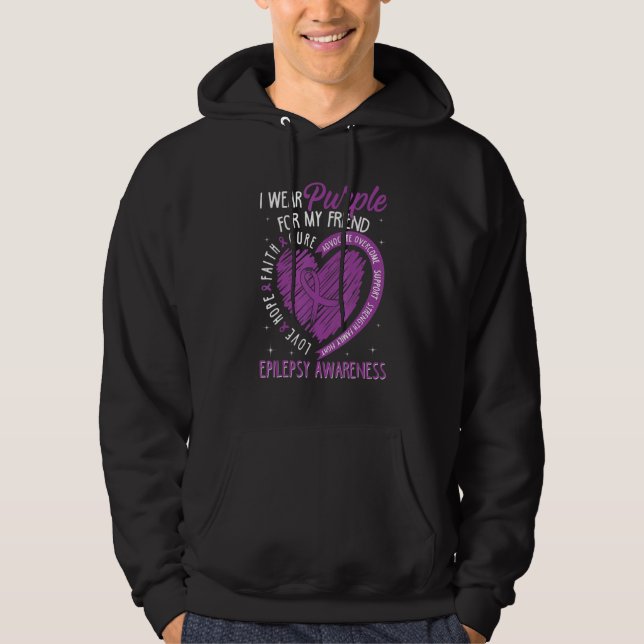 I Wear Purple For My Friend Epilepsy Awareness Kid Hoodie (Vorderseite)