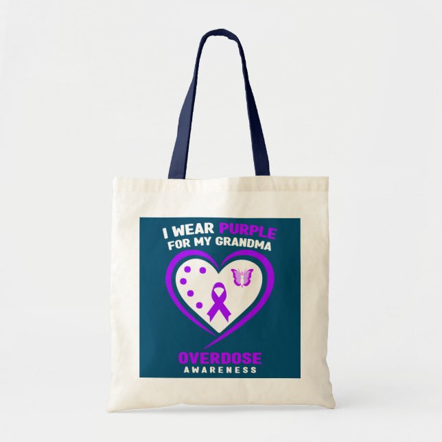 I Wear Purple For My Grandma Overdose Awareness  Tragetasche (Vorne)