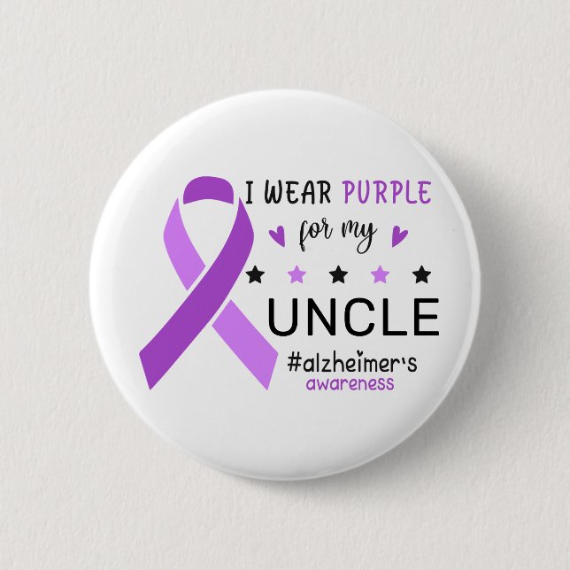 I Wear Purple For My Uncle Alzheimer Awareness Button (Vorderseite)