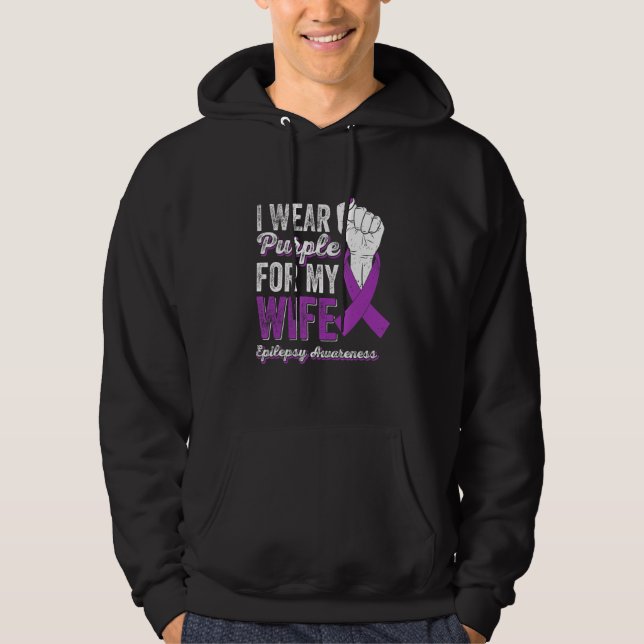 I Wear Purple For My Wife Ribbon Epilepsy Awarenes Hoodie (Vorderseite)