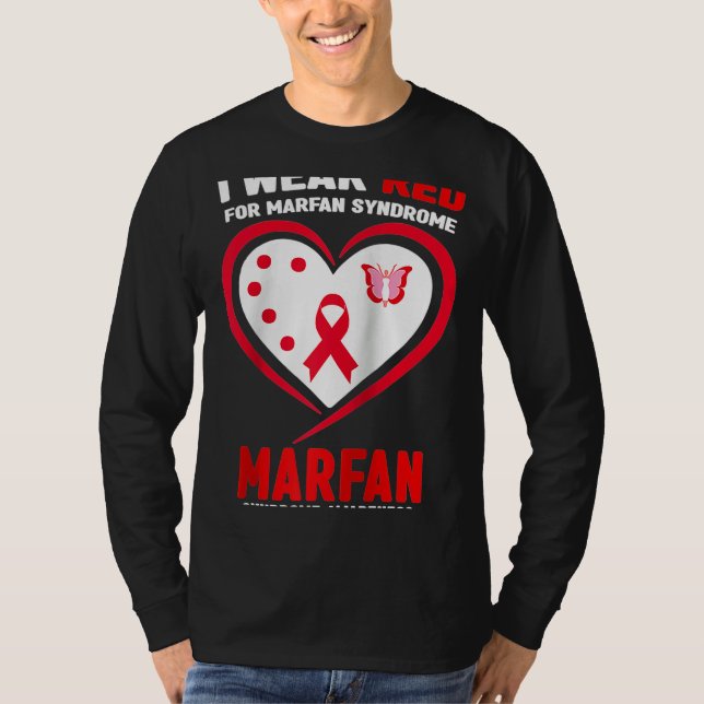 I Wear Red for Marfan syndrome Awareness Raglan T-Shirt (Vorderseite)