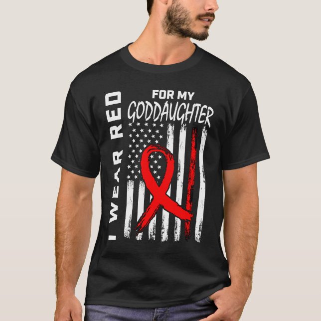 I Wear Red For My Goddaughter Heart Disease Awaren T-Shirt (Vorderseite)