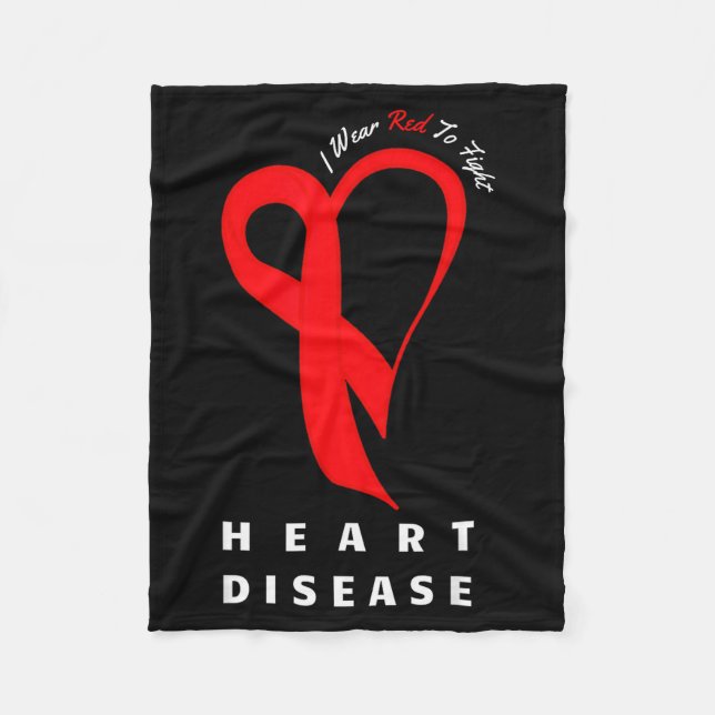 I Wear Red To Fight Heart Disease Awareness Chd Ri Fleecedecke (Vorderseite)