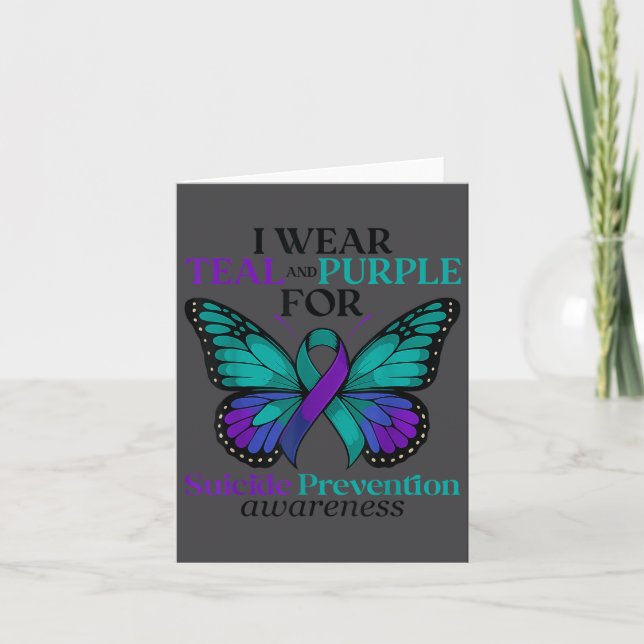 I Wear Teal &amp; Purple Butterfly Suicide Prevent Karte (Vorderseite)