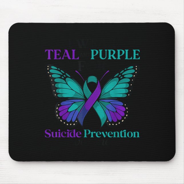 I Wear Teal &amp; Purple Butterfly Suicide Prevent Mousepad (Vorne)