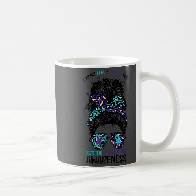I Wear Teal &amp; Purple For Suicide Prevention Aw Kaffeetasse (Rechts)