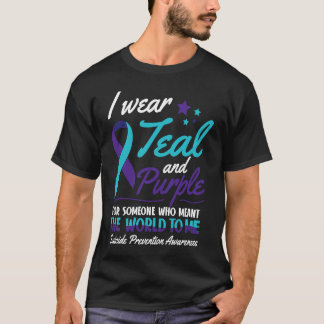 I Wear Teal and Purple Suicide Awareness Mental He T-Shirt