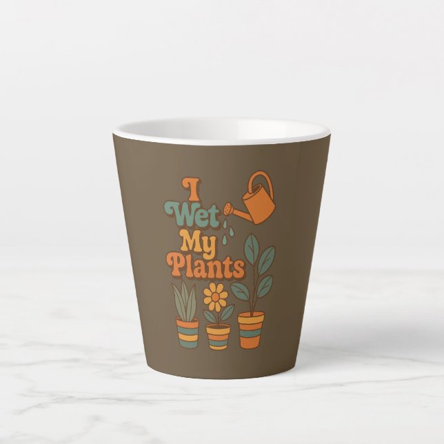 I Wet My Plants – Retro 70s Stripes Milchtasse (Vorderseite)