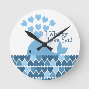 I Whaley Love You! Blue Runde Wanduhr