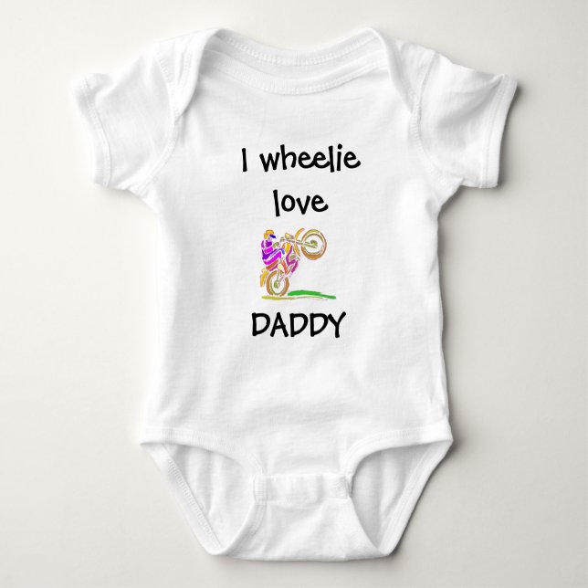 I Wheelie Liebe Daddy Motocross Baby Bodysuit Strampler (Vorderseite)