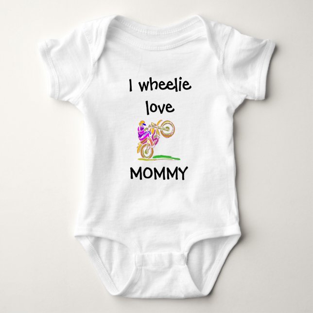 I Wheelie Liebe Mommy Motocross Baby Bodysuit Baby Strampler (Vorderseite)
