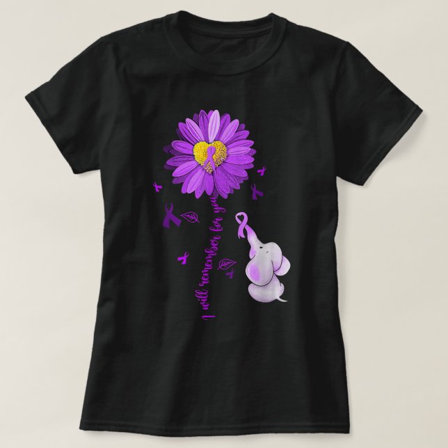 I Will Remember For You Elephant Alzheimer's Aware T-Shirt (Design vorne)