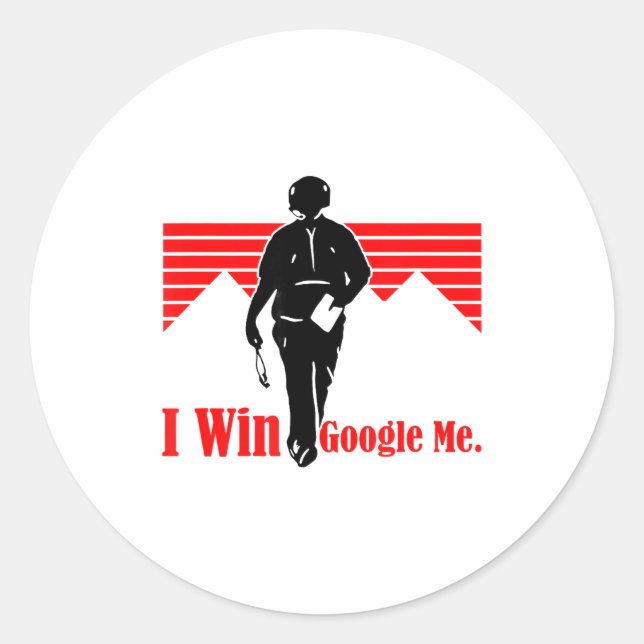 I Win Google Me Motivational Retro Silhouette Shir Runder Aufkleber (Vorderseite)