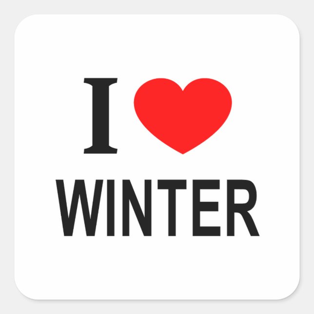 I ❤️ WINTER I LIEBE WINTER I HERZWINTER QUADRATISCHER AUFKLEBER (Vorderseite)