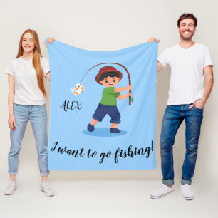 "I WOLL TO GO FISCHING" BLANKET FÜR JUNGEN FLEECEDECKE