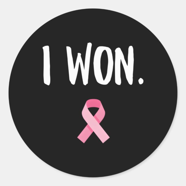 I Won K Ribbon Survivor Brustkrebs Bewusstsein Runder Aufkleber (Vorderseite)